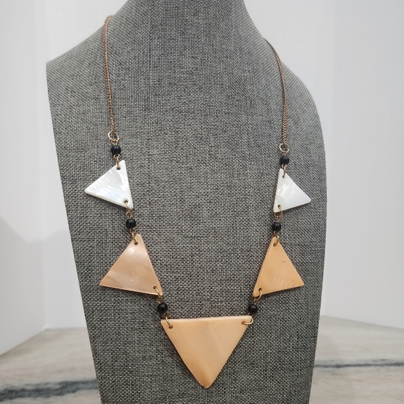 Geometric Harmony Mother of Pearl Necklace - Picture 1 of 11